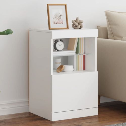 Vidaxl Buffet Avec Lumières Led Blanc 41x37x67 Cm