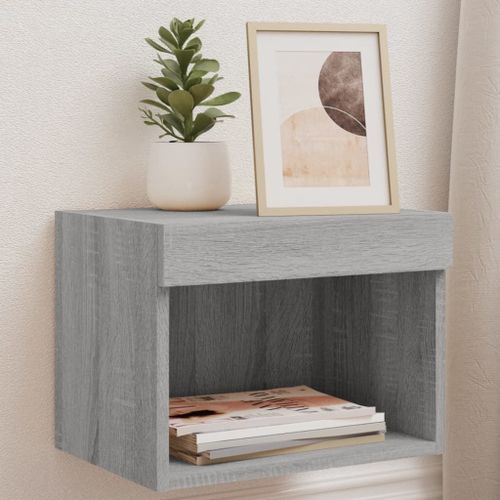 Vidaxl Tables De Chevet Murales Avec Lumières Led 2 Pcs Sonoma Gris