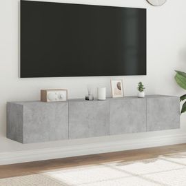 Vidaxl Meubles Tv Muraux Et Lumières Led 2pcs Gris Béton 80x35x31 Cm