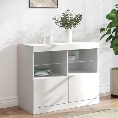 Vidaxl Buffet Avec Lumières Led Blanc 81x37x67 Cm