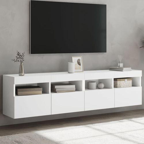 Vidaxl Meubles Tv Muraux Avec Lumières Led 2 Pcs Blanc 80x30x40 Cm