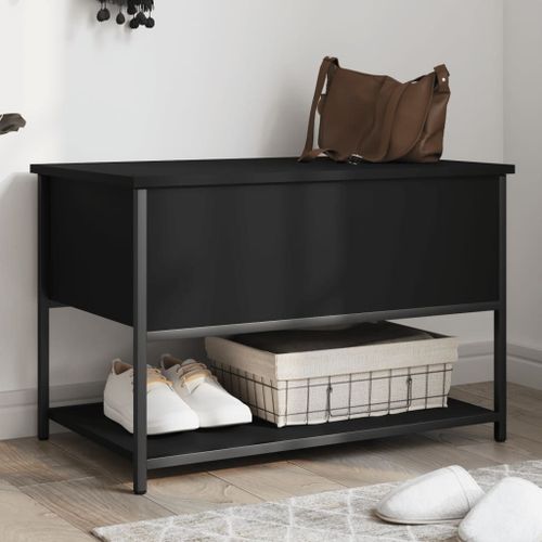 Vidaxl Banc De Rangement Noir 70x42,5x47 Cm Bois D'ingénierie