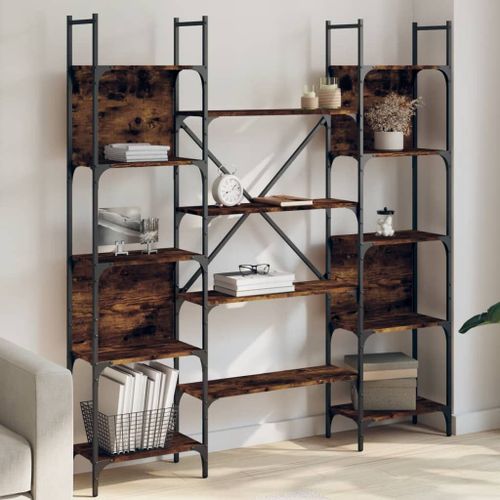 Vidaxl Bibliothèque Chêne Fumé 155,5x24x166,5 Cm Bois D'ingénierie