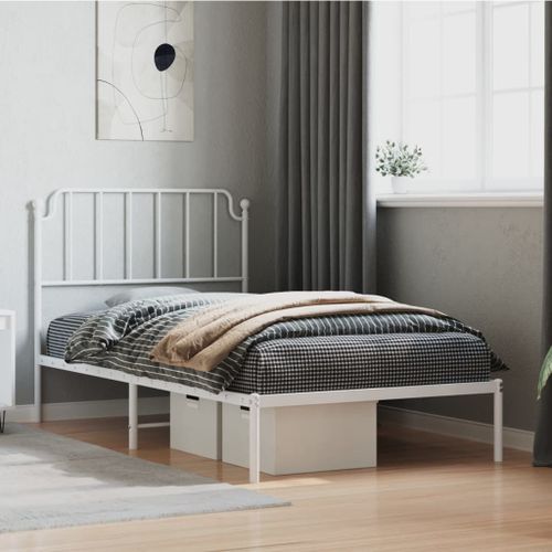 Vidaxl Cadre De Lit Métal Sans Matelas Et Tête De Lit Blanc 100x190 Cm