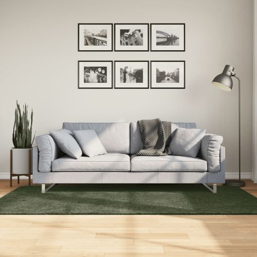 Vidaxl Tapis Huarte À Poils Courts Doux Lavable Vert Forêt 100x200 Cm