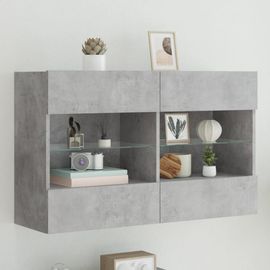 Vidaxl Meuble Tv Mural Avec Lumières Led Gris Béton 98,5x30x60,5 Cm