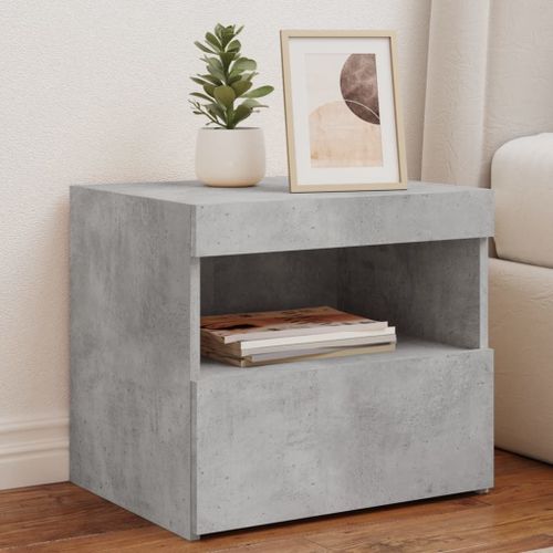 Vidaxl Tables De Chevet Avec Lumières Led 2 Pcs Gris Béton 50x40x45 Cm