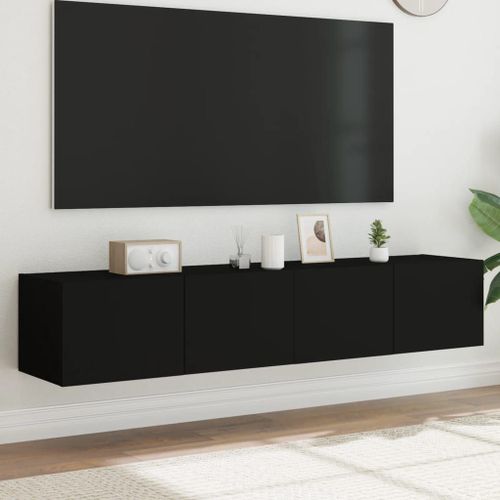 Vidaxl Meubles Tv Muraux Avec Lumières Led 2 Pcs Noir 80x35x31 Cm