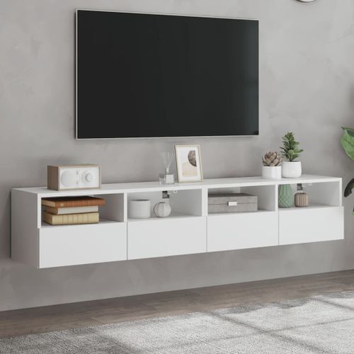 Vidaxl Meubles Tv Muraux 2 Pcs Blanc 80x30x30 Cm Bois D'ingénierie