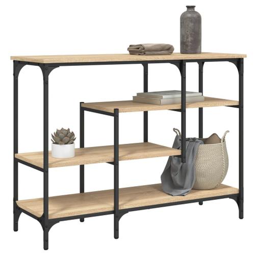 Vidaxl Table Console Avec Étagères Chêne Sonoma 100x35x75 Cm