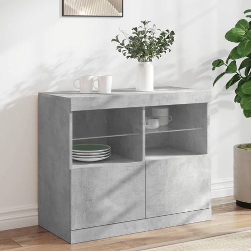 Vidaxl Buffet Avec Lumières Led Gris Béton 81x37x67 Cm
