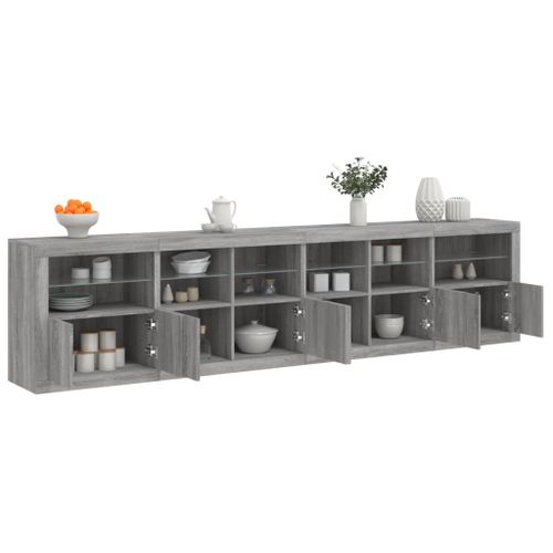 Vidaxl Buffet Avec Lumières Led Sonoma Gris 283x37x67 Cm