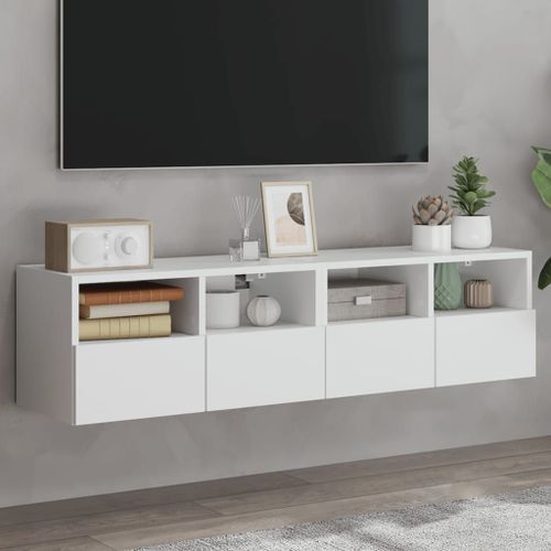 Vidaxl Meubles Tv Muraux 2 Pcs Blanc 60x30x30 Cm Bois D'ingénierie