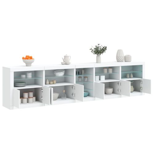 Vidaxl Buffet Avec Lumières Led Blanc 283x37x67 Cm