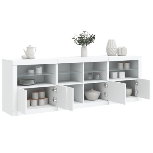 Vidaxl Buffet Avec Lumières Led Blanc 202x37x67 Cm