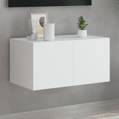 Vidaxl Meuble Tv Mural Avec Lumières Led Blanc 60x35x31 Cm
