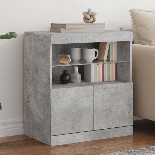 Vidaxl Buffet Avec Lumières Led Gris Béton 60x37x67 Cm