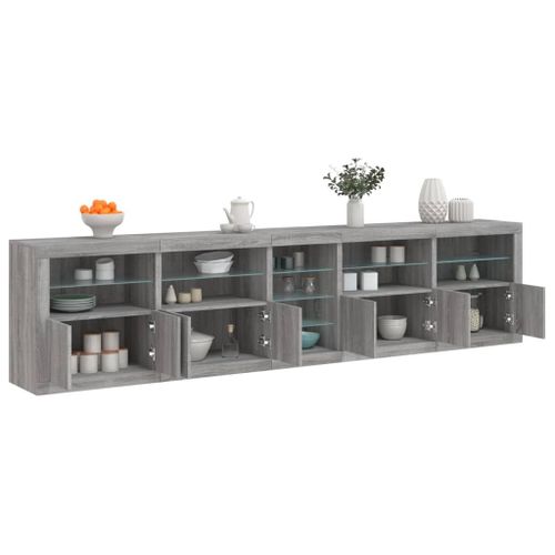Vidaxl Buffet Avec Lumières Led Sonoma Gris 283x37x67 Cm