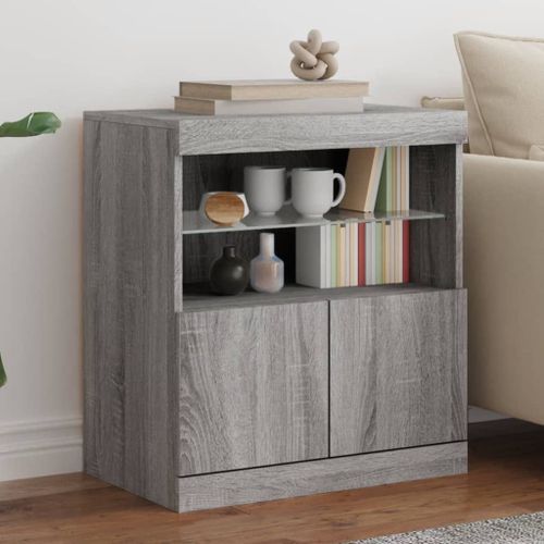 Vidaxl Buffet Avec Lumières Led Sonoma Gris 60x37x67 Cm