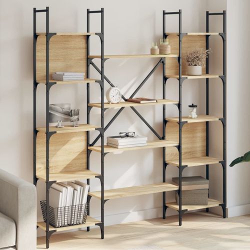 Vidaxl Bibliothèque Chêne Sonoma 155,5x24x166,5 Cm Bois D'ingénierie