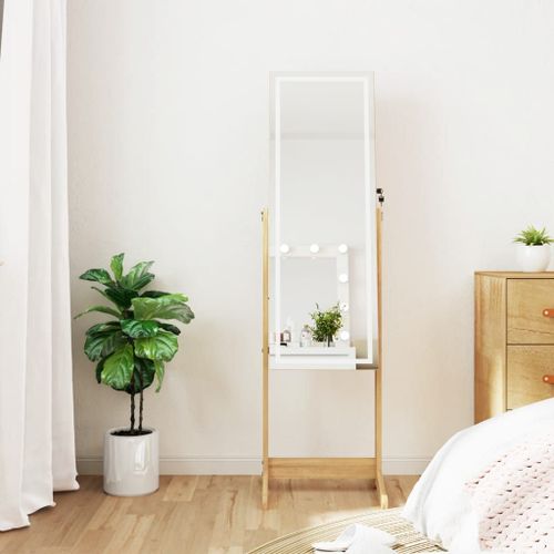 vidaXL Armoire à bijoux miroir avec lumières LED sur pied