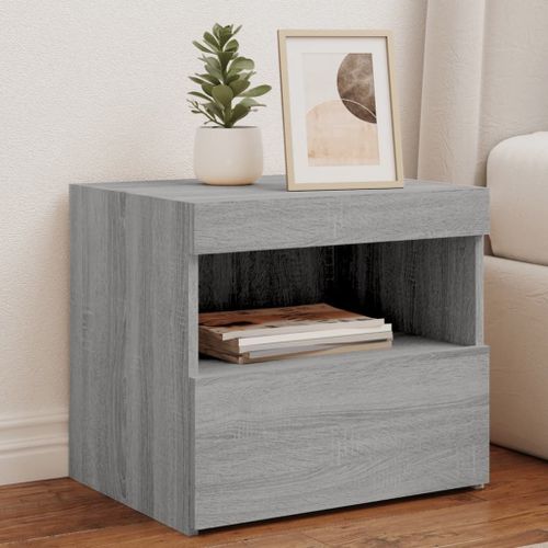 Vidaxl Table De Chevet Avec Lumières Led Sonoma Gris 50x40x45 Cm