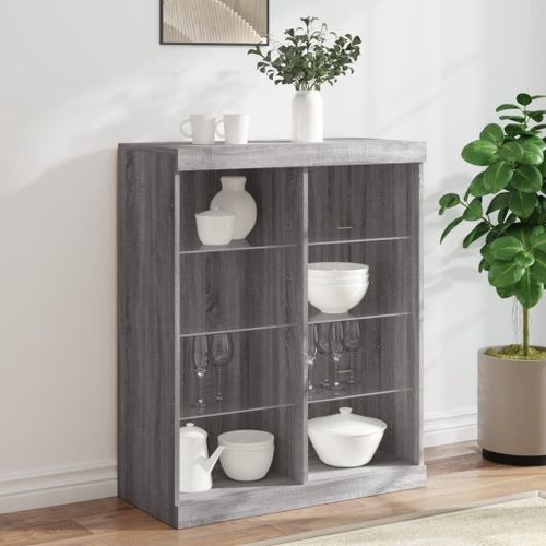 Vidaxl Buffet Avec Lumières Led Sonoma Gris 81x37x100 Cm