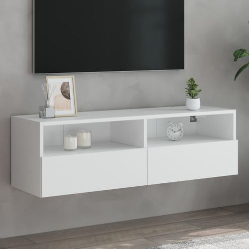 Vidaxl Meuble Tv Mural Blanc 100x30x30 Cm Bois D'ingénierie