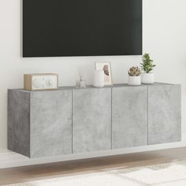 Vidaxl Meubles Tv Muraux Et Lumières Led 2pcs Gris Béton 60x35x41 Cm