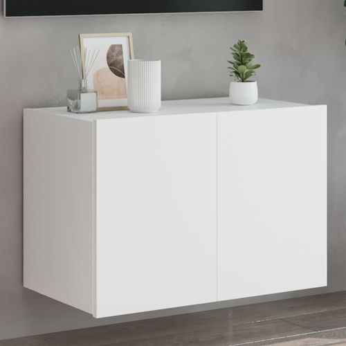 Vidaxl Meuble Tv Mural Avec Lumières Led Blanc 60x35x41 Cm