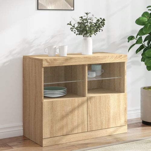 Vidaxl Buffet Avec Lumières Led Chêne Sonoma 81x37x67 Cm