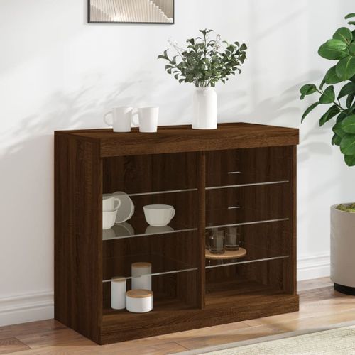 Vidaxl Buffet Avec Lumières Led Chêne Marron 81x37x67 Cm