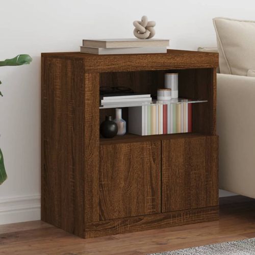 Vidaxl Buffet Avec Lumières Led Chêne Marron 60,5x37x67 Cm