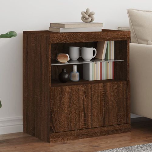 Vidaxl Buffet Avec Lumières Led Chêne Marron 60x37x67 Cm