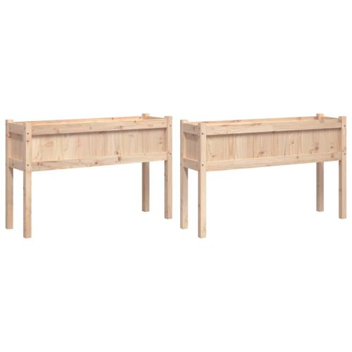 Vidaxl Jardinières 2 Pcs Avec Pieds Bois De Pin Massif