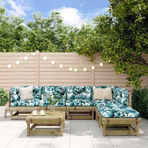 Vidaxl Salon De Jardin 7 Pcs Bois De Pin Imprégné