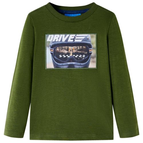T-Shirt Enfants À Manches Longues Kaki Foncé 128