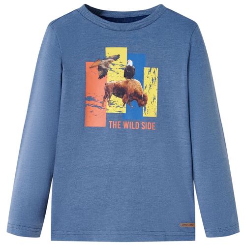 T-Shirt Enfants Manches Longues Imprimé BUf Et Aigle Mélange Bleu 140