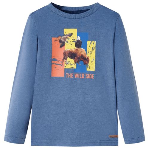 T-Shirt Enfants Manches Longues Imprimé BUf Et Aigle Mélange Bleu 116