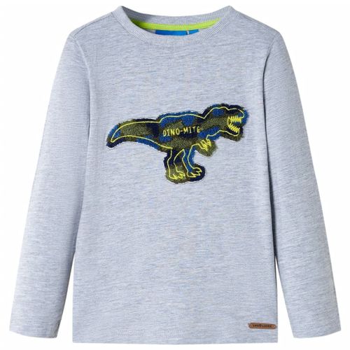 T-Shirt Enfants À Manches Longues Mélangé Gris 140