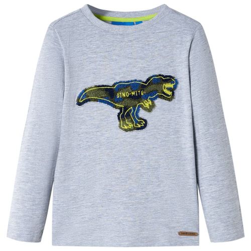 T-Shirt Enfants À Manches Longues Mélangé Gris 128