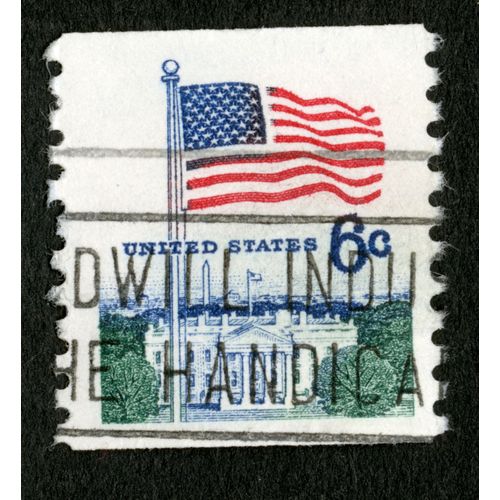 Timbre Oblitéré United States, Drapeau, 6 C