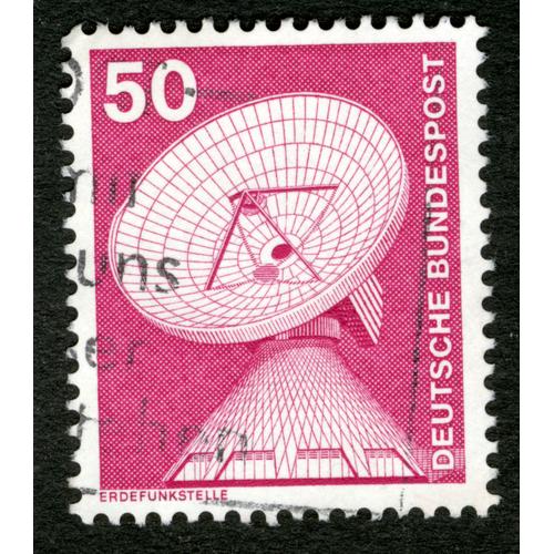 Timbre Oblitéré Deutsche Bundespost, Erdefunkstelle, 50