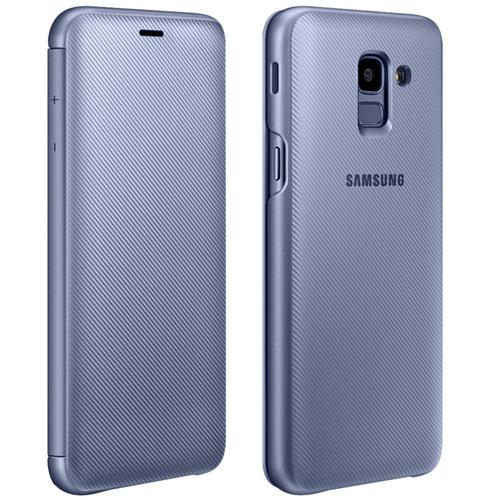 Etui Galaxy J6 Etui Original Samsung Porte-Carte Wallet Cover Bleu Gris