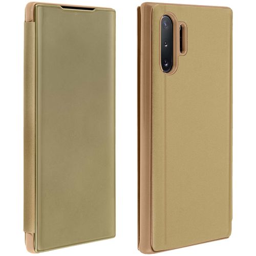 Housse Pour Samsung Galaxy Note 10 Plus Clapet Translucide Support Vidéo Or