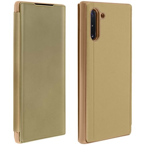 Housse Pour Samsung Galaxy Note 10 Clapet Translucide Support Vidéo Or