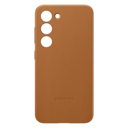 Coque Cuir Pour Galaxy S23 Plus Original Samsung Série Leather Cover Camel