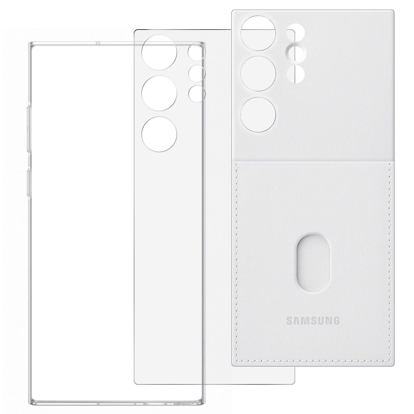 Coque Pour Galaxy S23 Ultra Arrière Interchangeable Porte-Carte Original Blanc