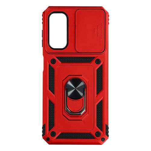 Coque Pour Samsung Galaxy A54 5g Avec Cache Caméra Et Bague Support Vidéo Rouge