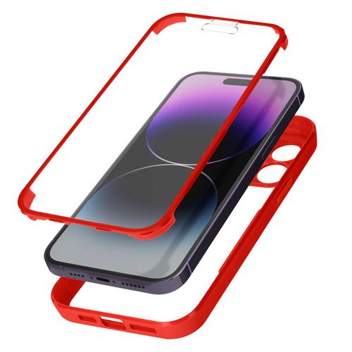 Coque Pour Iphone 14 Pro Antichoc Dos Plexiglas Et Avant Polymère Contour Rouge